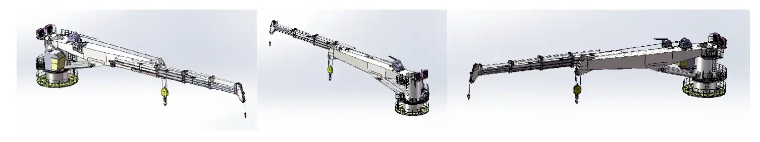 Telescope boom crane Reduced stowage requirement on limited deck space